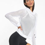 Koral Pump Open Mesh Pullover White Sweatshirt