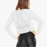 Koral Pump Open Mesh Pullover White Sweatshirt