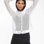 Koral Pump Open Mesh Pullover White Sweatshirt