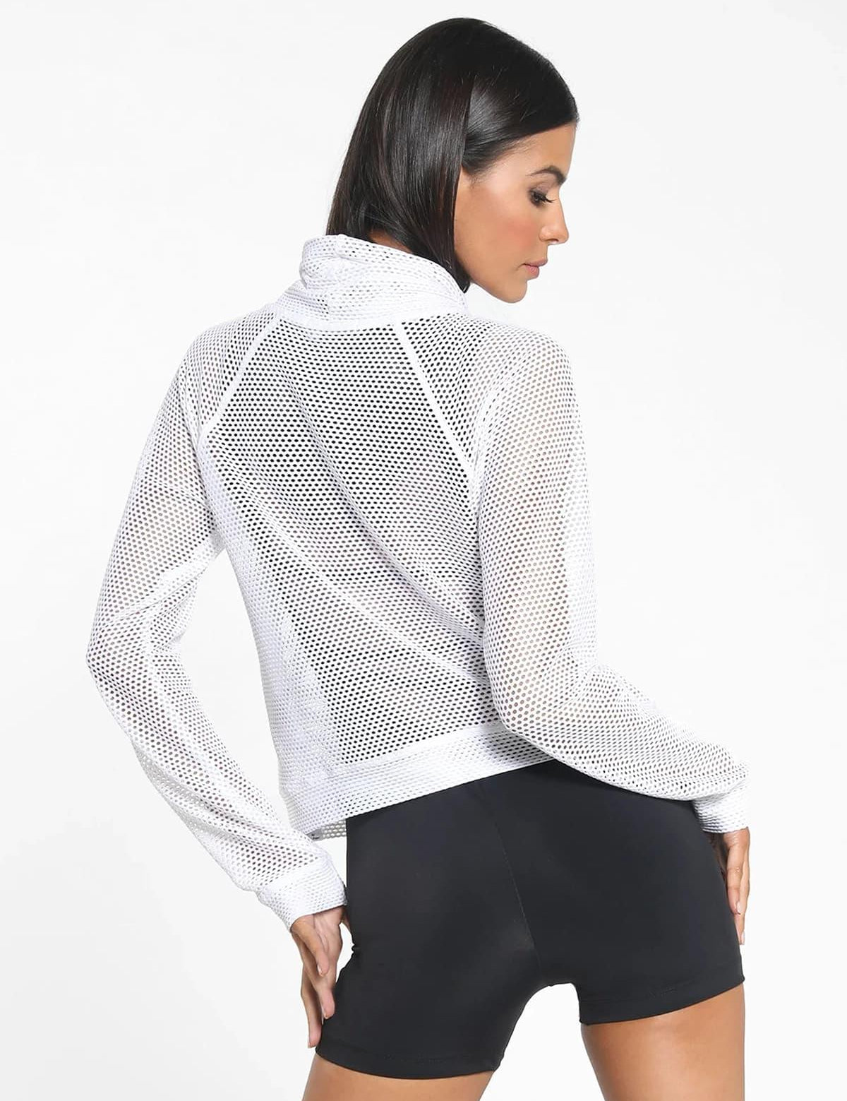 Koral Pump Open Mesh Pullover White Sweatshirt