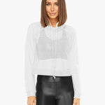 Koral Pump Open Mesh Pullover White Sweatshirt