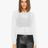Koral Pump Open Mesh Pullover White Sweatshirt