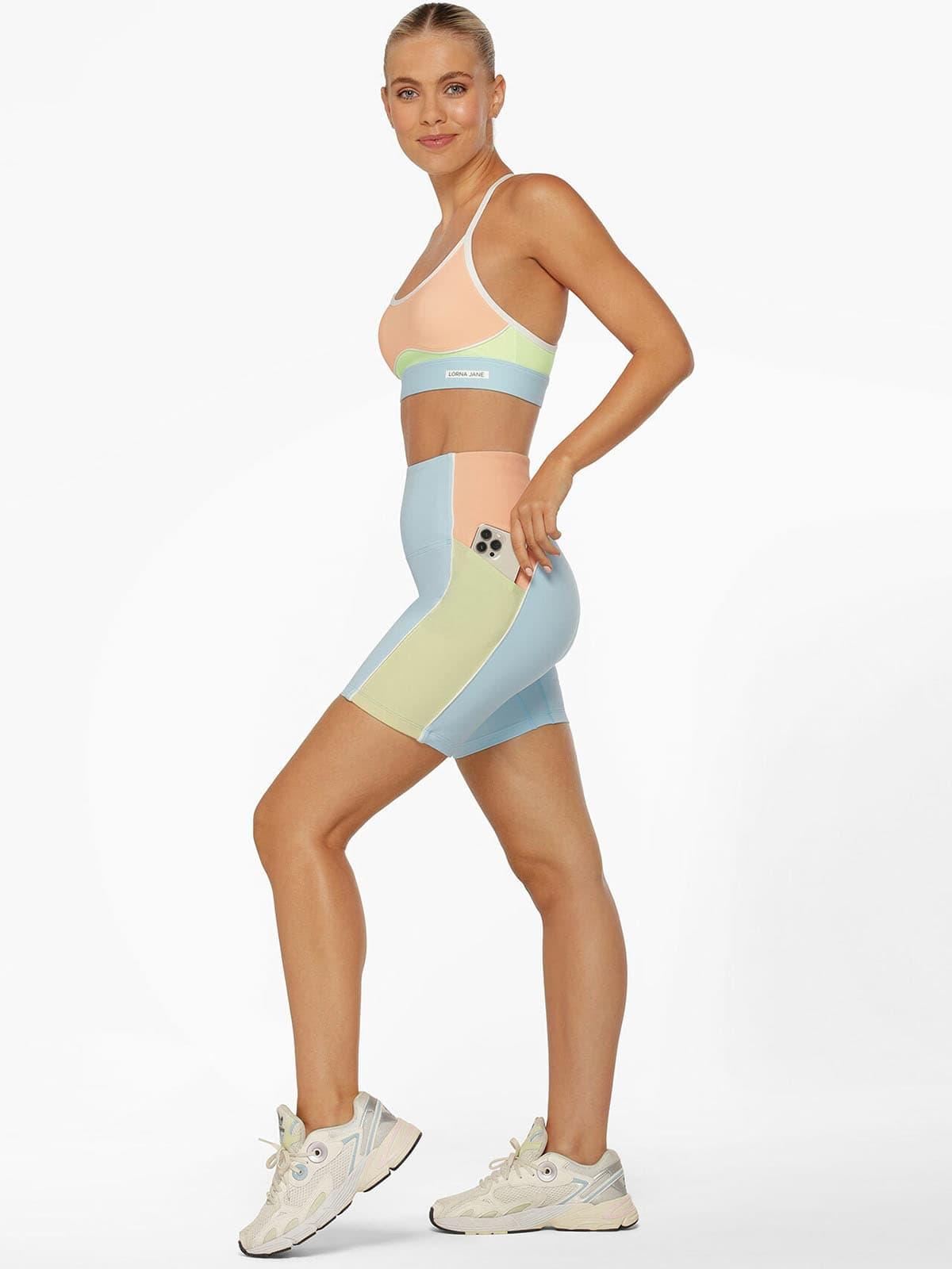 Lorna Jane Rainbow Splice No Ride Booty Pocket Bike Short Biker Tayt