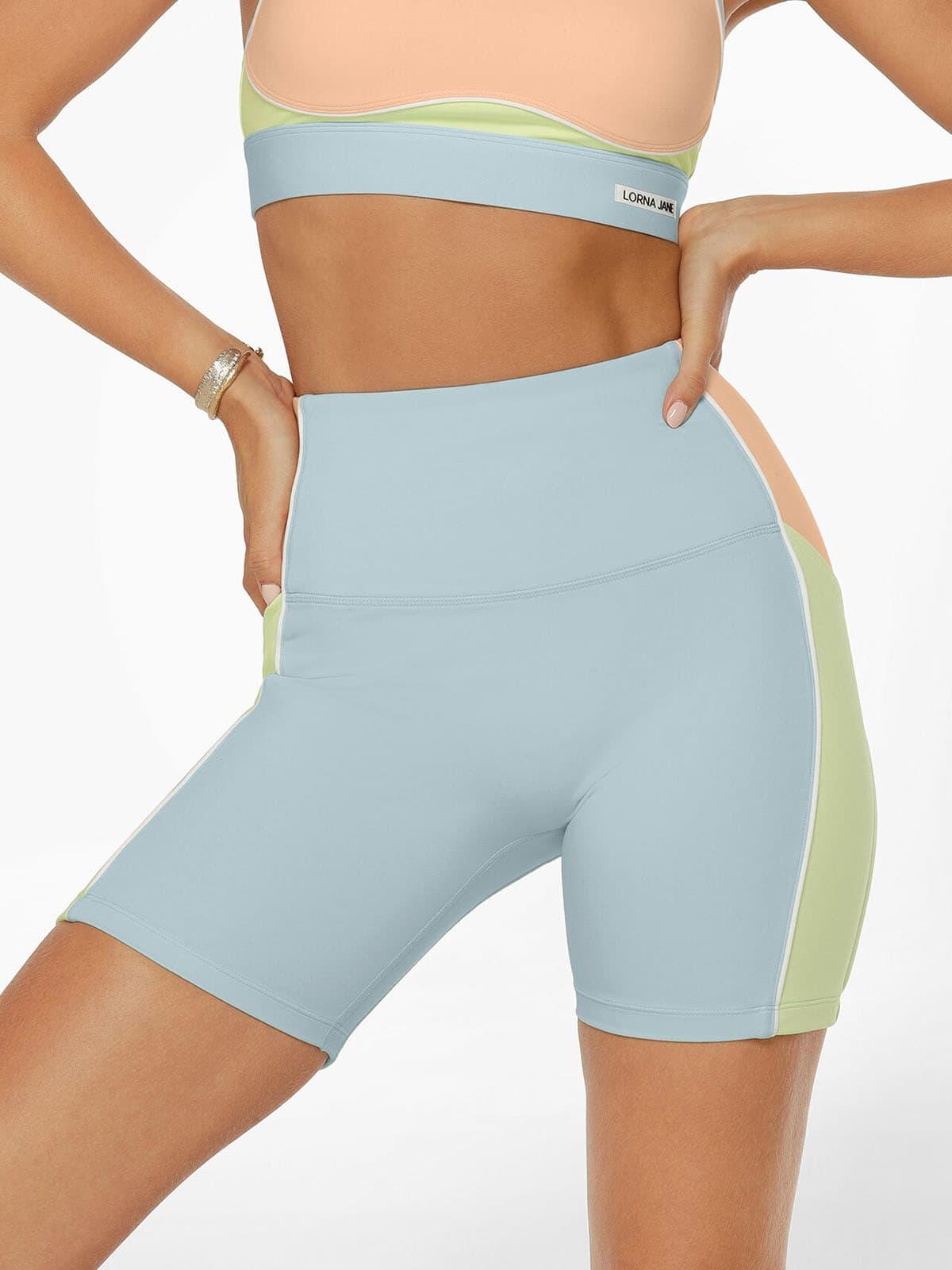 Lorna Jane Rainbow Splice No Ride Booty Pocket Bike Short Biker Tayt