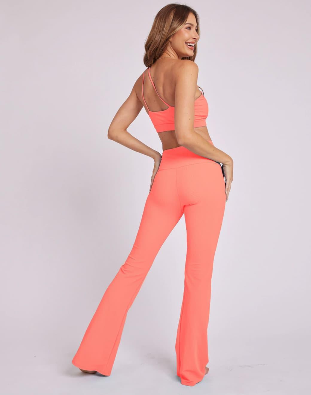Onzie Rib Studio Flare Legging Pant Peach Punch Pantolon