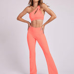 Onzie Rib Studio Flare Legging Pant Peach Punch Pantolon