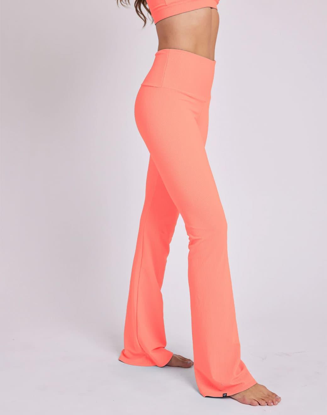 Onzie Rib Studio Flare Legging Pant Peach Punch Pantolon