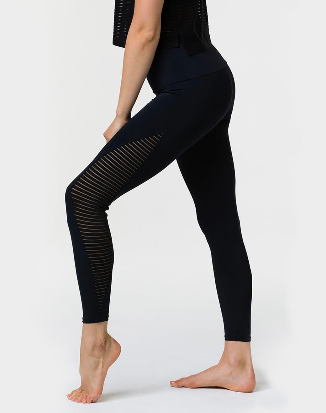 Onzie Shape Midi Legging Black Stripe Mesh Tayt
