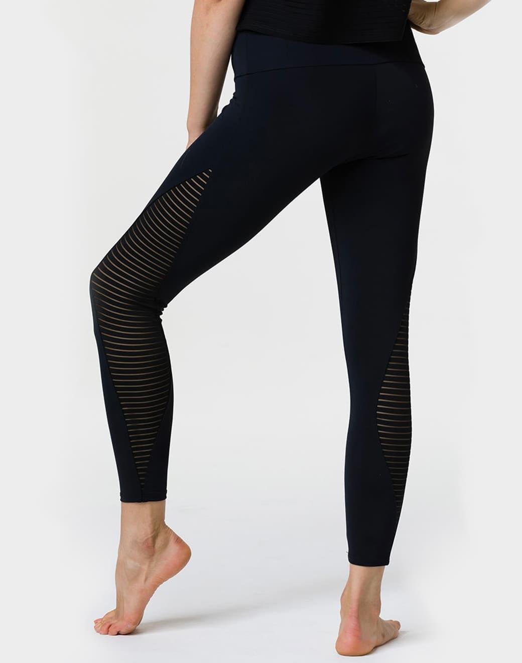 Onzie Shape Midi Legging Black Stripe Mesh Tayt