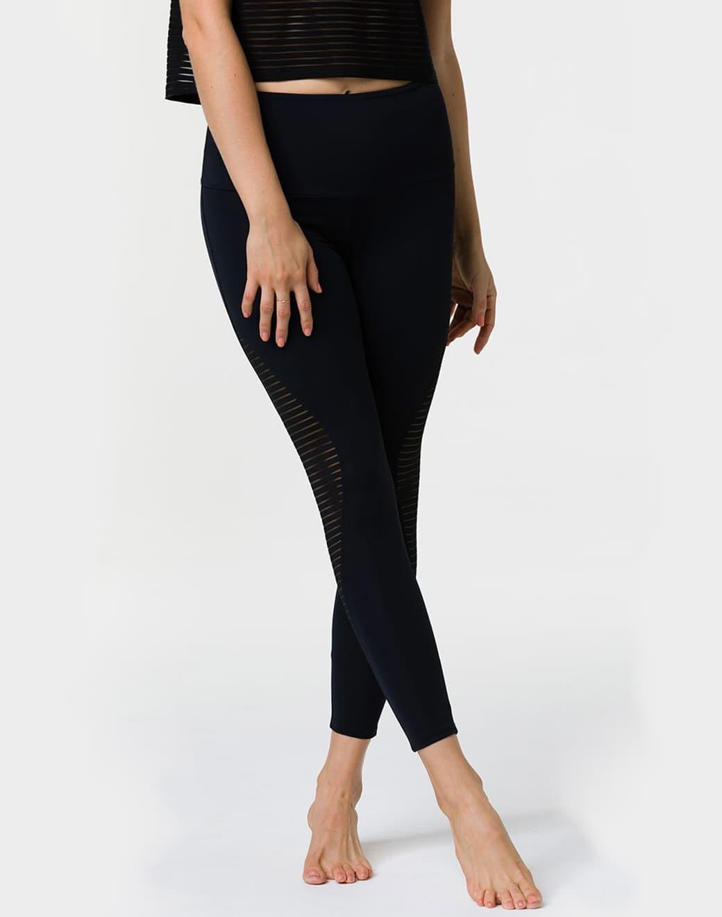 Onzie Shape Midi Legging Black Stripe Mesh Tayt