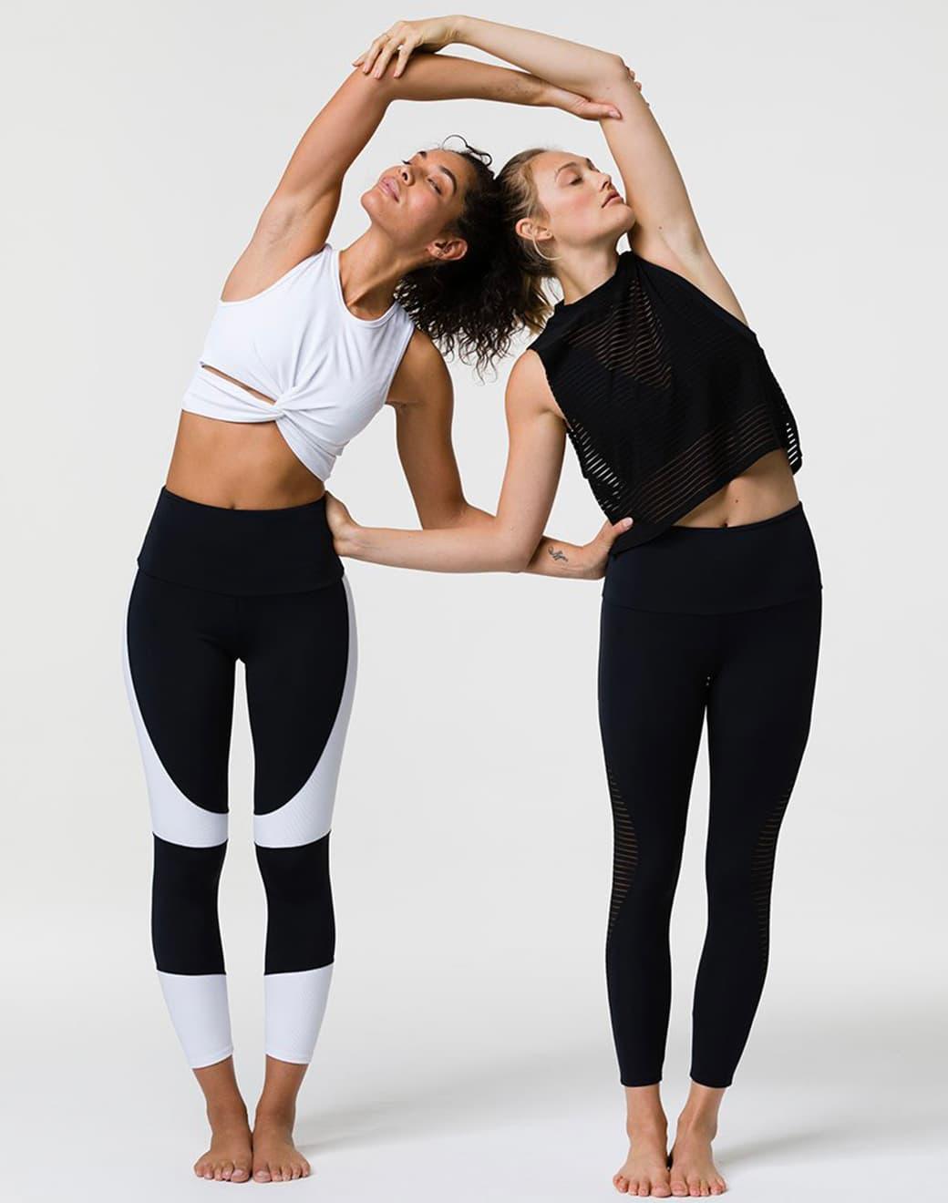 Onzie Shape Midi Legging Black Stripe Mesh Tayt