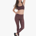 Varley Sofia Compression Claret Croc Spor Tayt