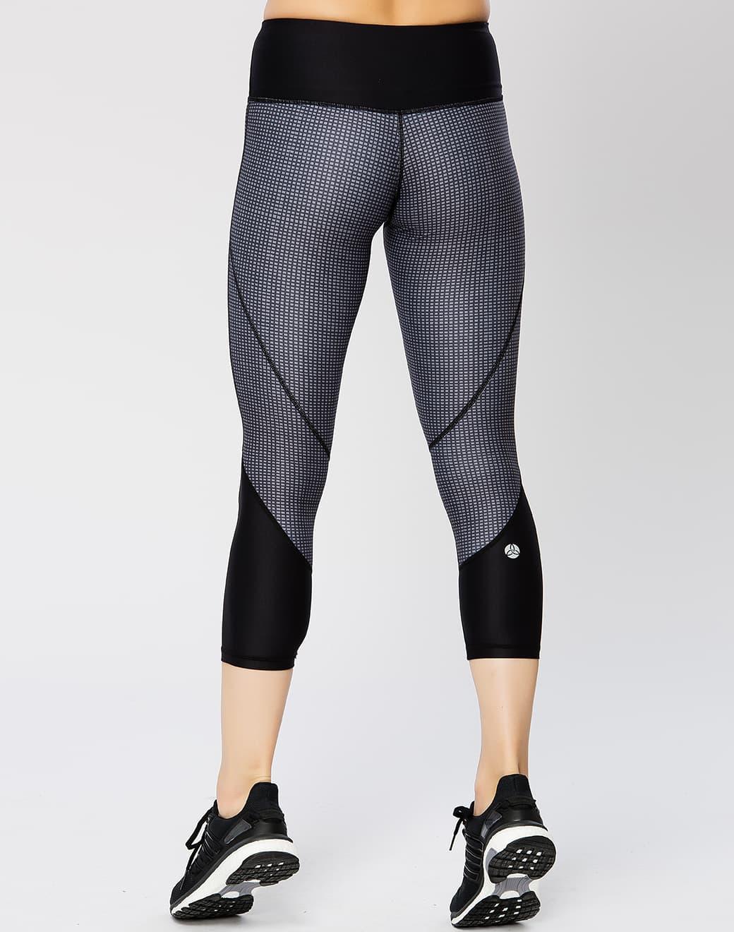 Vie Active Taryn Crop Black Microgrid Spor Tayt